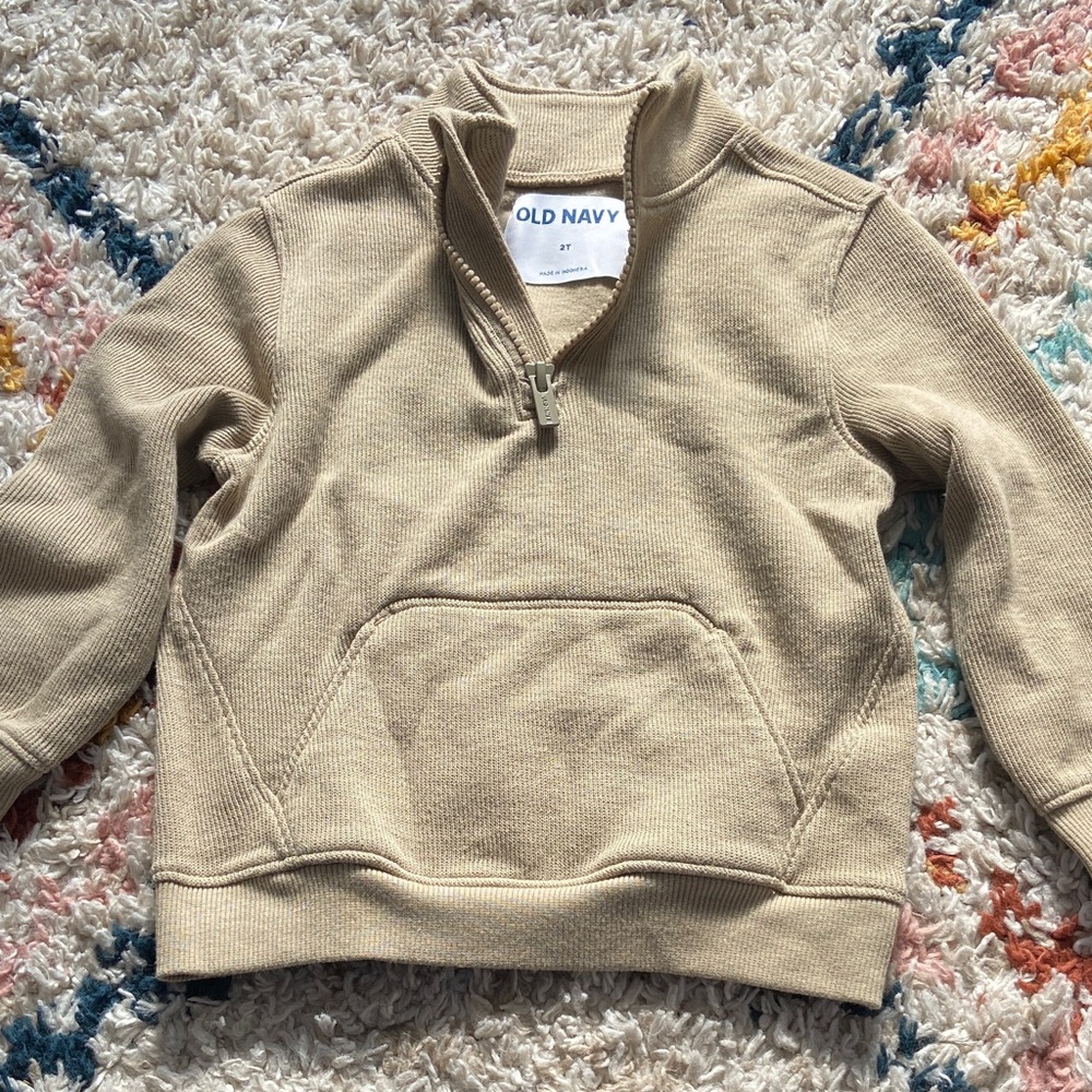 Boys Old Navy Beige Quarter-Zip Pullover